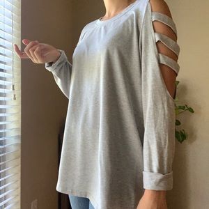 LOUNGE Leo Rosi Shoulder Cut Out Long Sleeve Top
